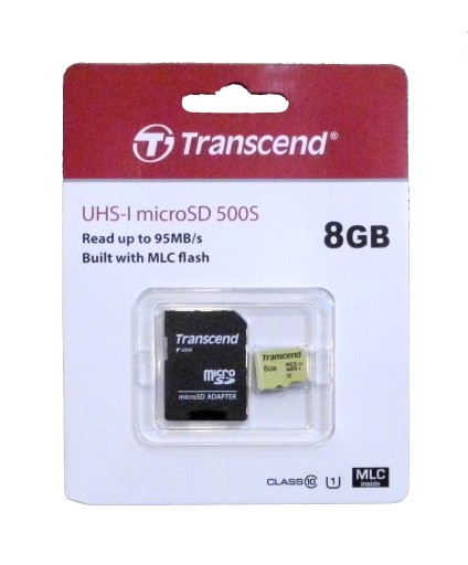 Карта microSDHC TRANSCEND 500S 8 ГБ + адаптер