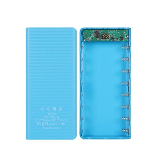 Корпус PowerBank 8 ячеек 18650 2xUSB USB C Micro