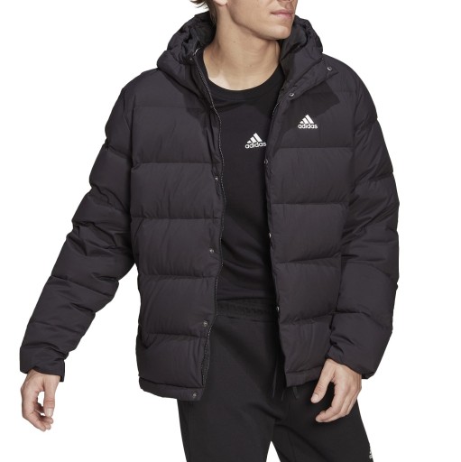 Мужской пуховик Adidas Helionic с капюшоном черный r.S