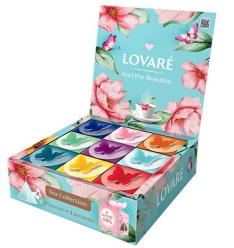 Lovare Butterfly Set Коллекция чаев 9 вкусов 45 пирамидок по 2 г Подарочный набор