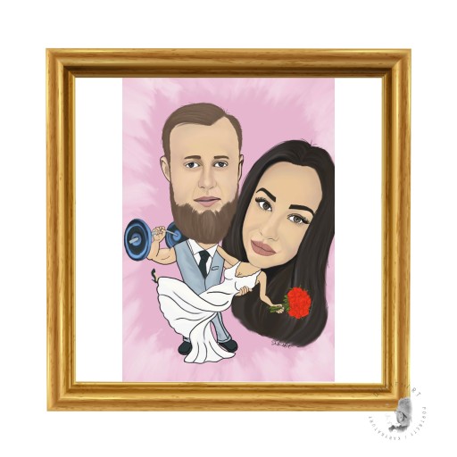 Портрет, шарж по фотографии, подарок на 2 человека.