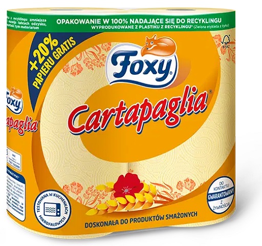 КУХОННОЕ БУМАЖНОЕ ПОЛОТЕНЦЕ FOXY CARTAPAGLIA, прочное, впитывающее, 2 рулона