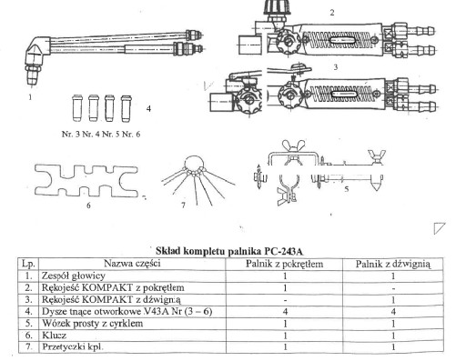 Palnik acetylenowo-tlenowy z dźwignią zakres 30-300 mm PC-243A KOMPAKT