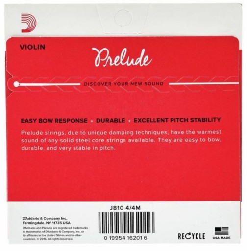 J810 Струны для скрипки Prelude Medium D'Addario 4/4M