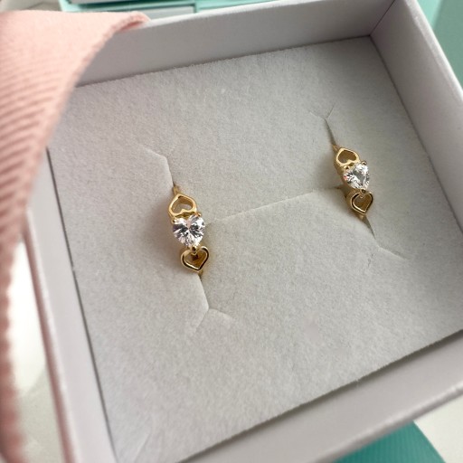 Серьги-сердечки из золота 925 пробы для девочек