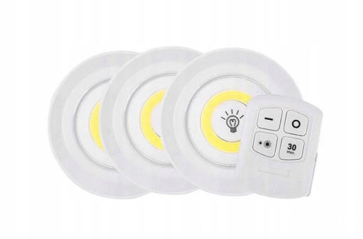 LAMPKA LED BEZPRZEWODOWA NA BATERIE 3 SZT PILOT