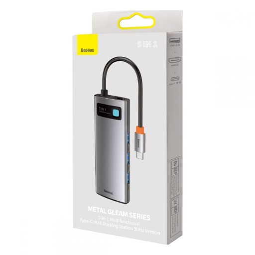 Baseus Metal Gleam HUB 5in1 USB-C PD 100W HDMI 4K 3xUSB 3.0 док-станция