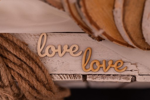 Dekor scrapka drewniany napis ślubny miłość love