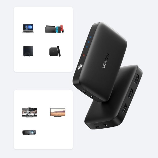 РАЗДЕЛИТЕЛЬ UGREEN SWITCH 3x РАЗДЕЛИТЕЛЬ HDMI 4K, 30 Гц ПЕРЕКЛЮЧАТЕЛЬ PLUG & PLAY