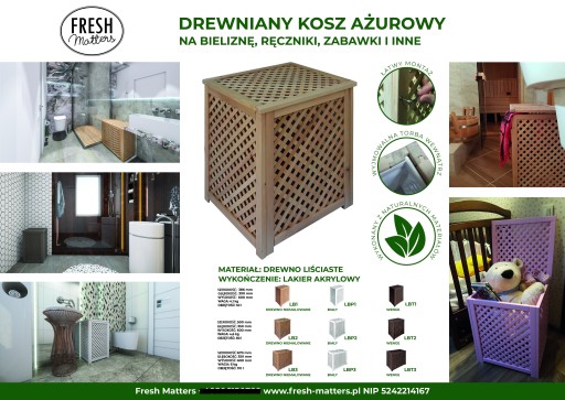 Деревянная ажурная корзина для белья и нижнего белья, 110л.