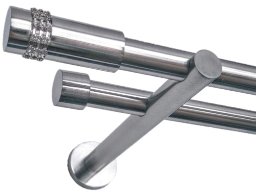 KARNISZ PODWÓJNY METALOWY Fi19/380 NIKIEL+ żabki