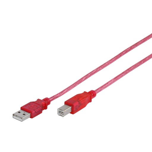 Kabel drukarkowy USB A/B Czerwony 1,5m. VIVANCO
