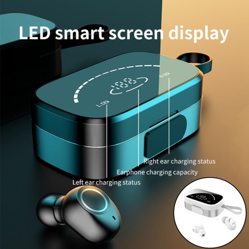 Bluetooth-гарнитура 5.1 с микрофоном и светодиодным экраном Smart Touch Wide K2S, белая