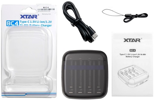 XTAR BC4 AA, зарядное устройство AAA с функцией светодиодного фонарика