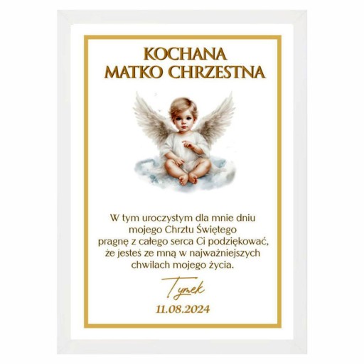CHRZEST ŚWIĘTY PODZIEKOWANIE DLA MATKI CHRZESTNEJ OJCA CHRZESTNEGO RAMKA A4
