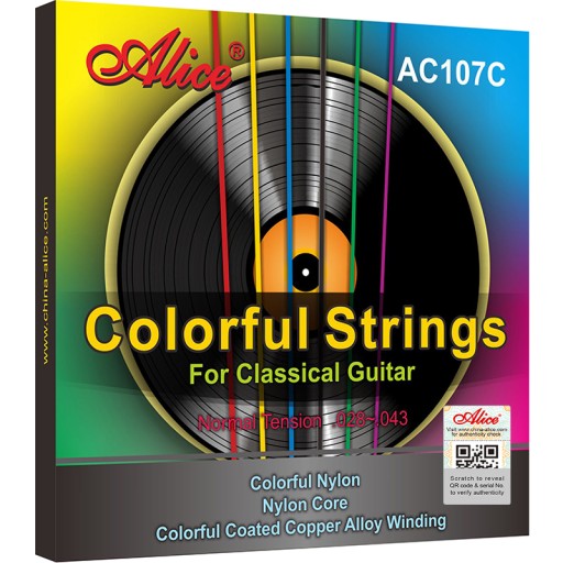 AC107C Colorful - Struny kolorowe do gitary klasycznej Normal Tension Alice