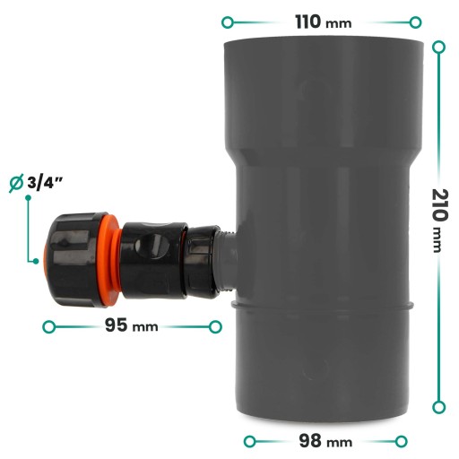 ŁAPACZ DESZCZÓWKI 110 MM ZBIERACZ WODY DESZCZOWEJ ODZYSKIWACZ RYNNY GRAFIT
