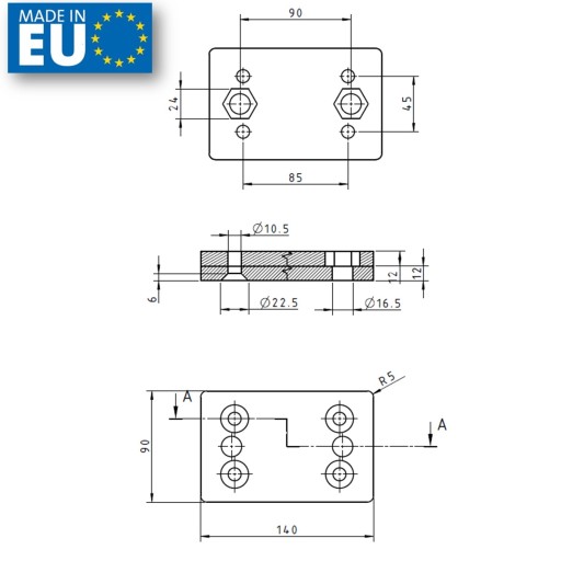 ADAPTER DLA ZACZEPU SZCZĘKOWEGO DO KULI 90 MM