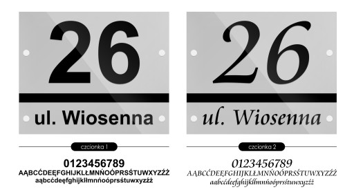 Tablica adresowa adres 3D numer na dom 33x27 srebrna 2 wzory