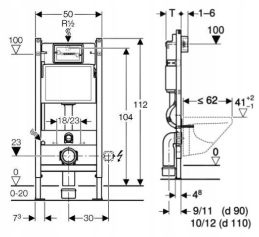 УНИТАЗНЫЙ КОМПЛЕКТ GEBERIT BASIC FRAME KERRA DELOS SLIM МАТОВЫЙ ЧЕРНЫЙ ЧАША