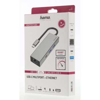 HAMA MultiPort USB-C 2xUSB-A3.2; 1xТип-C; 1xLAN