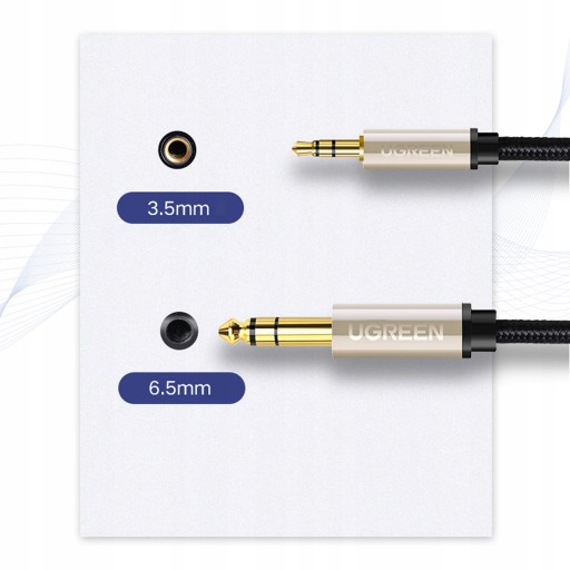 UGREEN Kabel Adapter Przewód Audio Mini Jack 3.5mm Do Jack 6,35mm TRS 2m