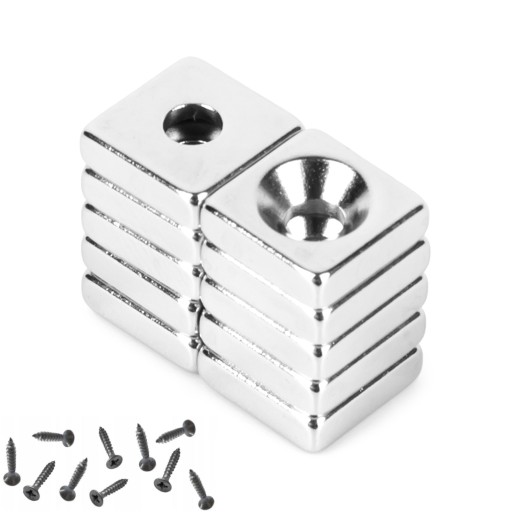 НЕОДИМОВЫЙ МАГНИТ НА ВИНТ 10x10x3 мм STRONG - 10 ШТ.