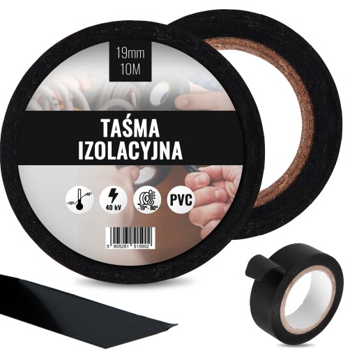 5x Taśma Izolacyjna PCV 19mm Izolacja Wodoodporna 10m Przewodów Naprawcz X8