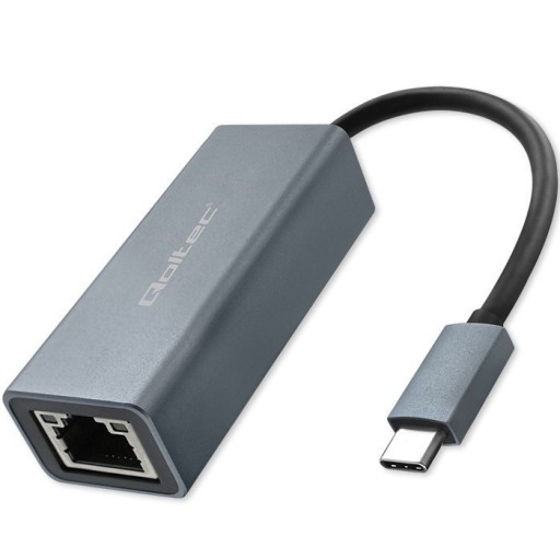 Ethernet-адаптер Qoltec USB-C — RJ45 / 1000 Мбит/с / алюминиевый корпус