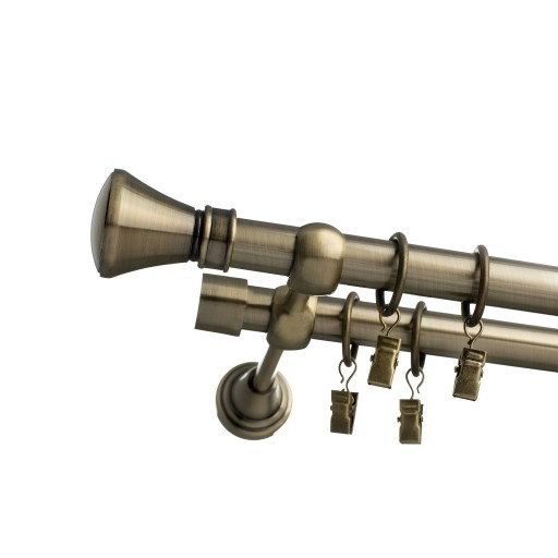 KARNISZ PODWÓJNY ZŁOTY ANTYK 19+19mm 440cm WZORY