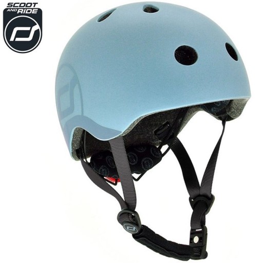 SCOOTANDRIDE KASK Dla Dzieci Regulowany Lampka LED S-M Steel 3 lata+