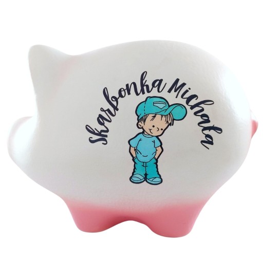 ŚWINKA SKARBONKA DUŻA BIAŁA CERAMICZNA TWÓJ NAPIS