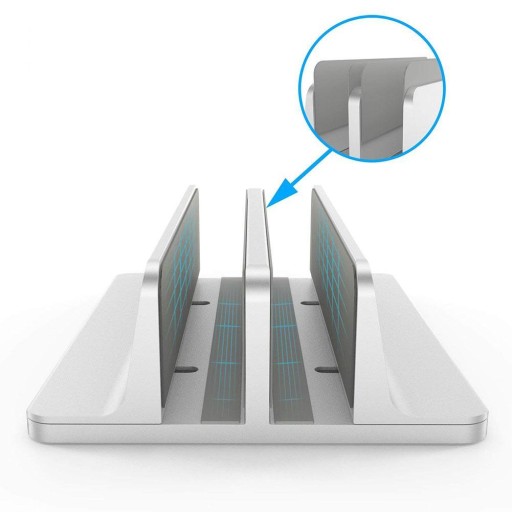 Podwójny Aluminiowy SREBRNY Stojak VAZIO Laptop MacBook 2 SLOTY (N17-2-S)