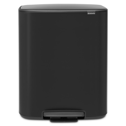 Brabantia Контейнер для мусора 60 л, 2 чаши, нержавеющая сталь, черная педаль