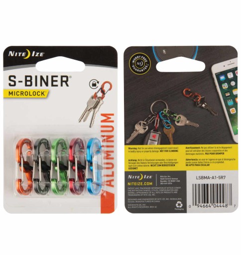 Nite Ize - Набор алюминиевых карабинов S-Biner MicroLock - 5 шт.