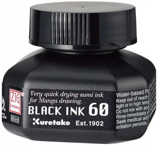 KURETAKE Tusz Ink do mangi kaligrafii 60 ml CZARNY