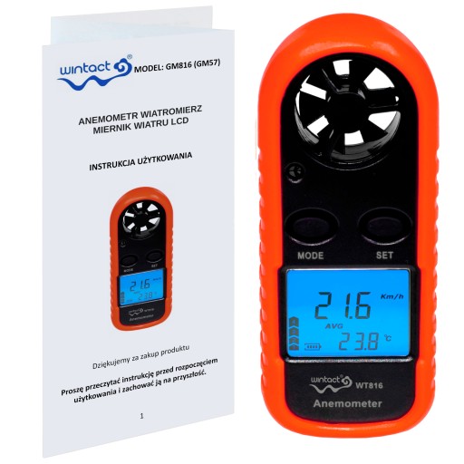 Anemometr wiatromierz pomiar wiatru i temperatury