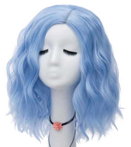 PERUKA cosplay NIEBIESKA glam rock 40cm anime fale