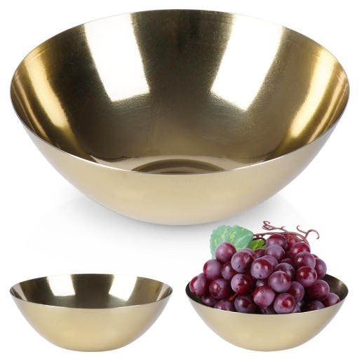 Металлическая кухонная миска GOLD для фруктов, салатов, закусок, 250 мл.