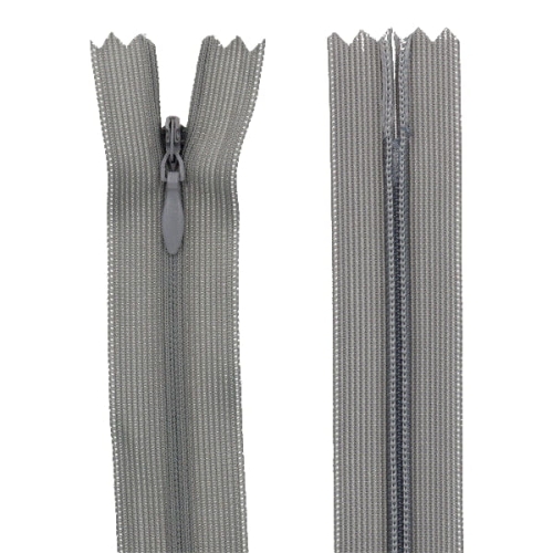 ZAMKI ZAMEK BŁYSKAWICZNY CIENKI KRYTY 45cm SZARY 1szt.