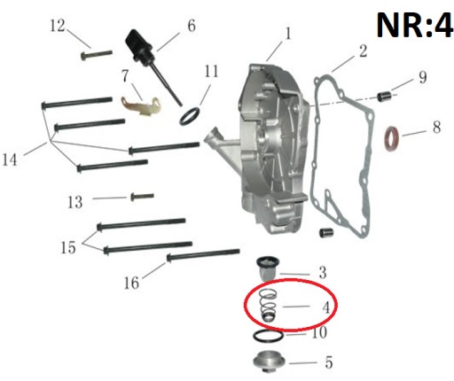 КРЫШКА МАСЛЯНОГО ФИЛЬТРА ПРУЖИНА Quad Linhai M150cc OEM