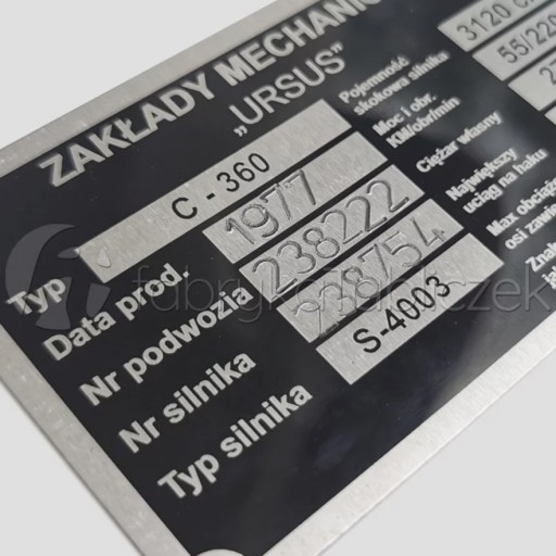 AUTOSAN SANOK TABLICZKA ZNAMIONOWA ZASTĘPCZA DO PRZYCZEPY VIN WYBITA