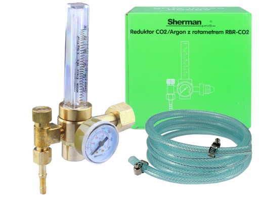 REDUKTOR GAZU Ar/CO2 Z ROTAMETREM 185 bar SHERMAN