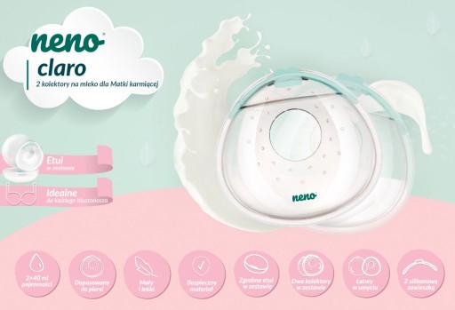 Kolektor sylikonowy na mleko Neno Claro 2 szt+etui