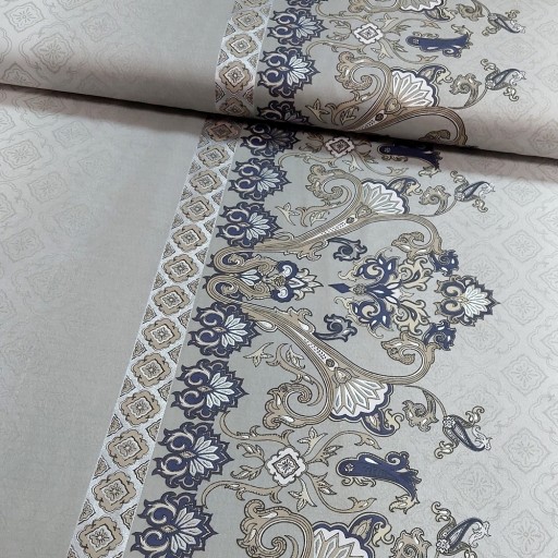 Ткань COTTON SATIN SILVER LACE - BORDER
