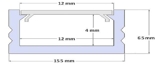 PROFIL LISTWA LED KANAŁ KORYTKO PCV CZARNY 15x6mm 2m SZYBKA KLOSZ MLECZNY