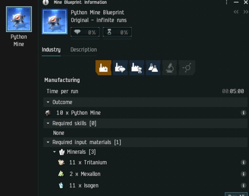 Eve Online - Python Mine BPO - уникальный редкий предмет без иска, плекса