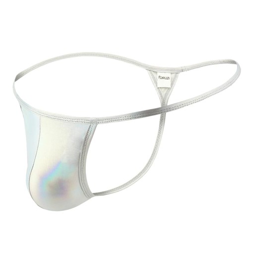 2X Męskie figi stringi Jockstrap Bielizna T Silver 249692