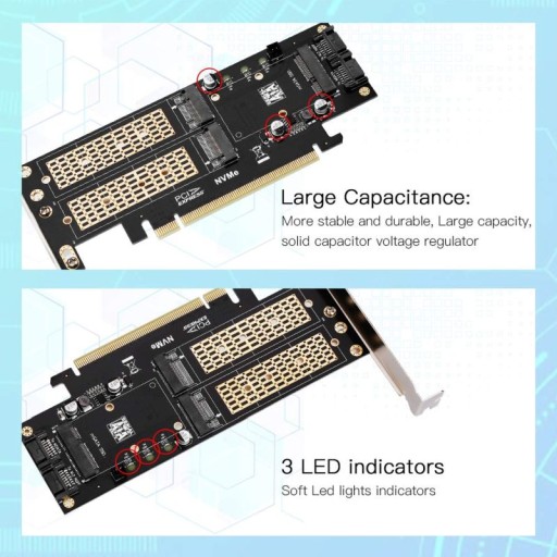 Adapter 3x dysk M.2: SATA + NVMe + mSATA PCI-e x16