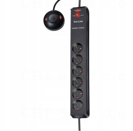LISTWA ZASILAJĄCA PRZEDŁUŻACZ ECO-LINE COMFORT 6G WYŁĄCZNIK NOŻNY SWITCH